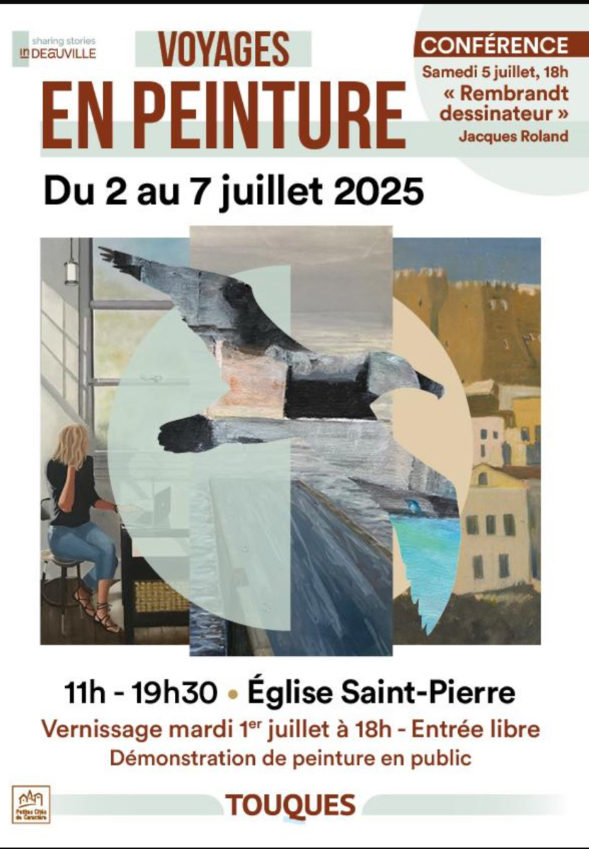 Exposition "Voyages en peinture" à Touques, Église Saint-Pierre - du 2 au 7 juillet 2025 (affiche)