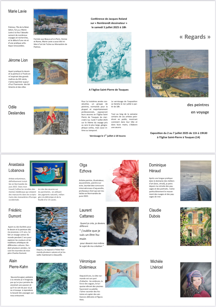 Exposition "Voyages en peinture" à Touques, Église Saint-Pierre - du 2 au 7 juillet 2025 (flayer)