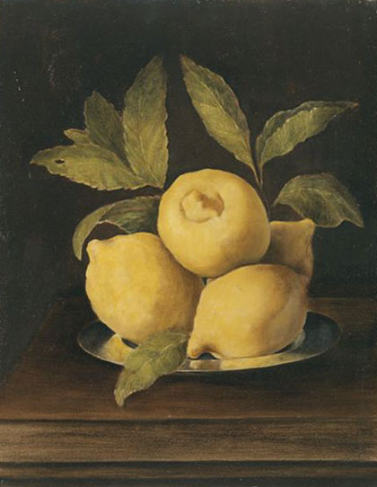 Detail de Citrons, oranges et rose, d'apres Zurbar&agrave;n