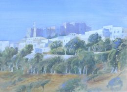 Vers le monastère, tempera 38x28 