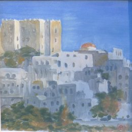 Chora, lumière bleutée, monotype 16x16 